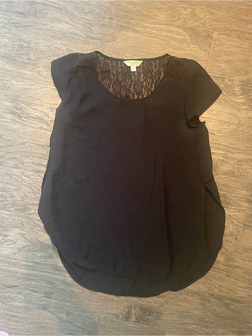 Dressy Business Casual Black Lace Short Sleeve Women's Top Size Small